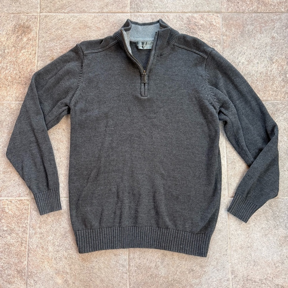 Oscar de la Renta Charcoal Quarter Zip-Up Men’s Sweater Size Medium - Picture 2 of 8